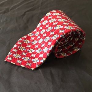 CLUB ROOM Red Blue Gold Power Neck Tie Italy Silk